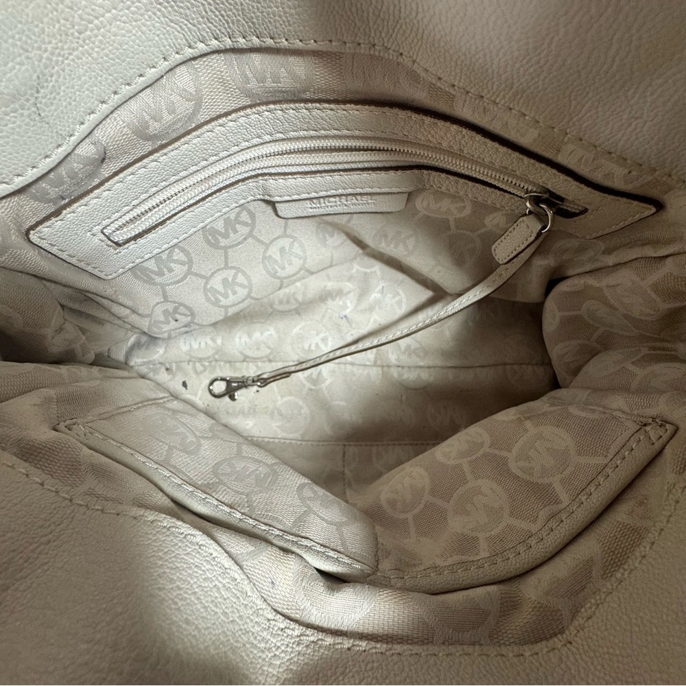 Michael Kors White Leather Chain-Link Tote Shoulder Bag Satchel - Picture 8 of 8